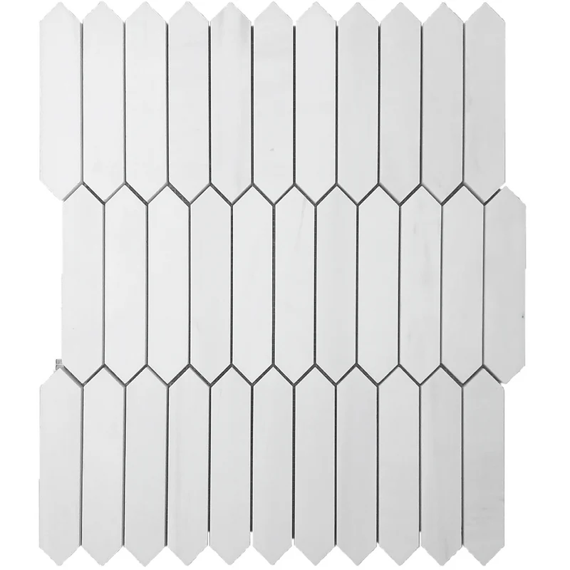 Sky White Honed Picket Mosaic 1" x 4" 
